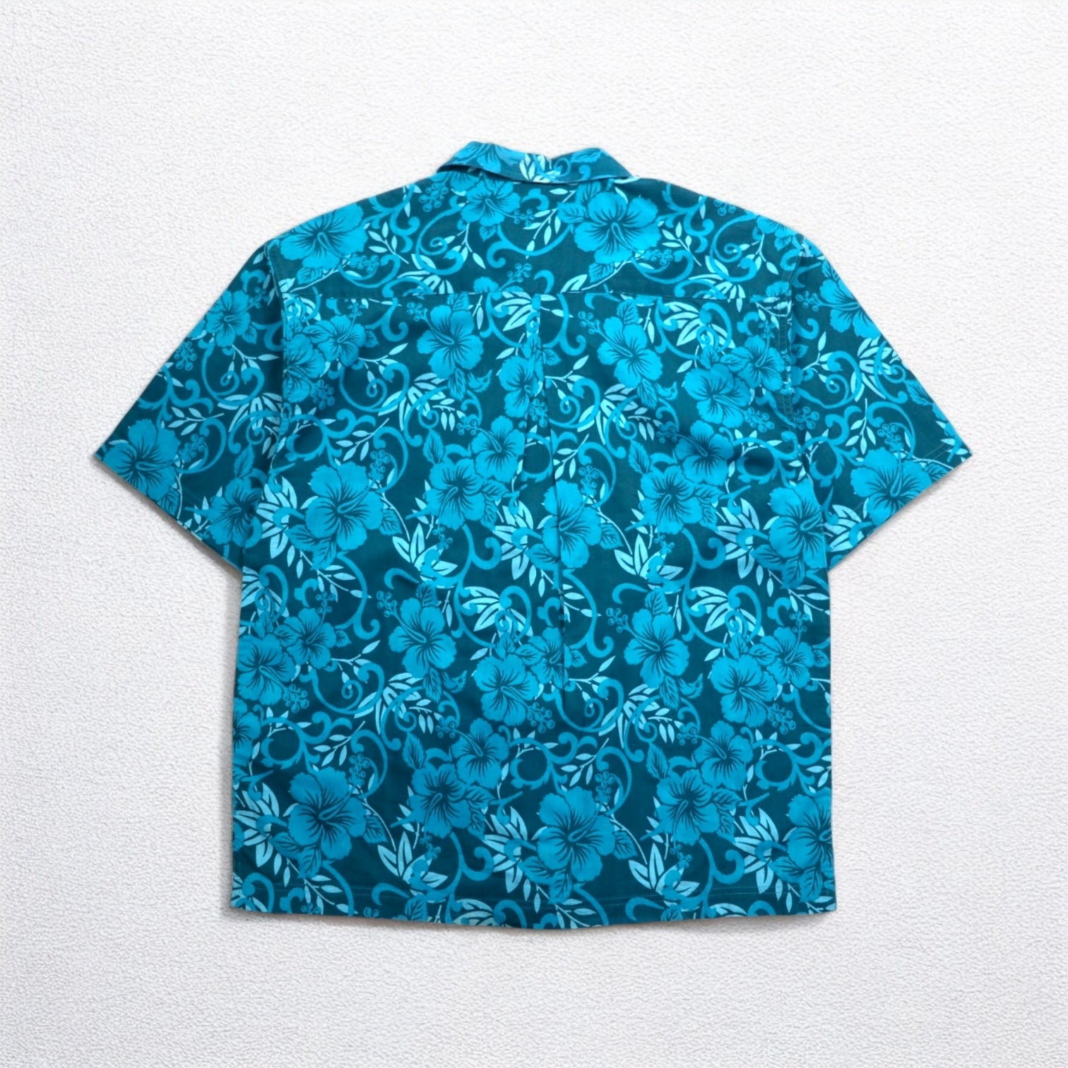 Lee SPORT anni '90 camicia hawaiana con colletto aperto L cotone fantasia ibisco blu