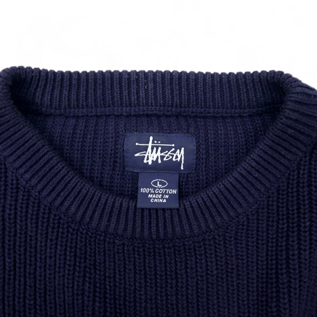 Stussy anni '90 maglione militare "Commando" taglia L, cotone, blu navy, etichetta blu, taglia oversize