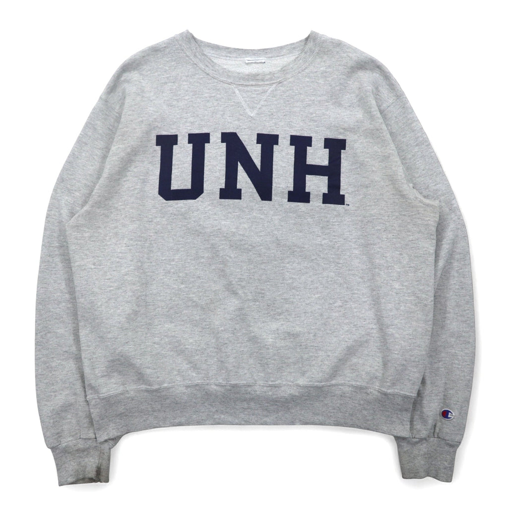 Champion felpa da college con stampa L grigia cotone UNH