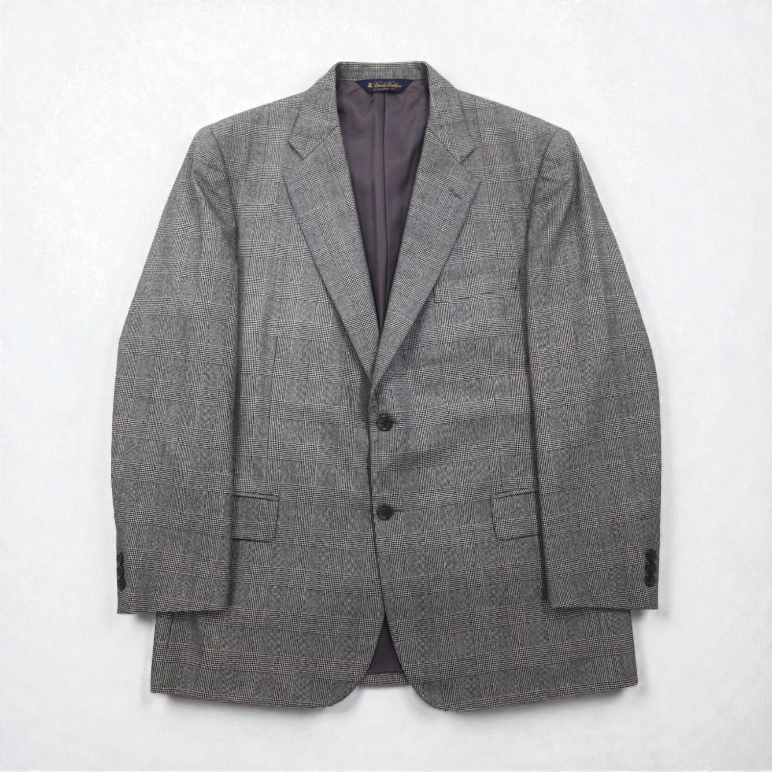 Brooks Brothers 2B セットアップ スーツ L グレンチェック ウール 2タック ワイド センタープレス