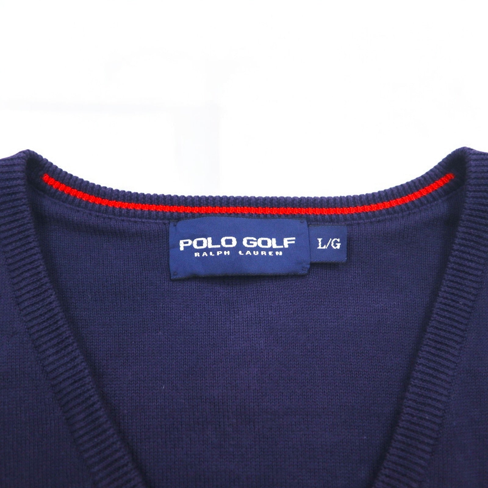 POLO GOLF RALPH LAUREN Maglione in cotone con scollo a V Taglia L Blu navy con logo ricamato Royal St George's