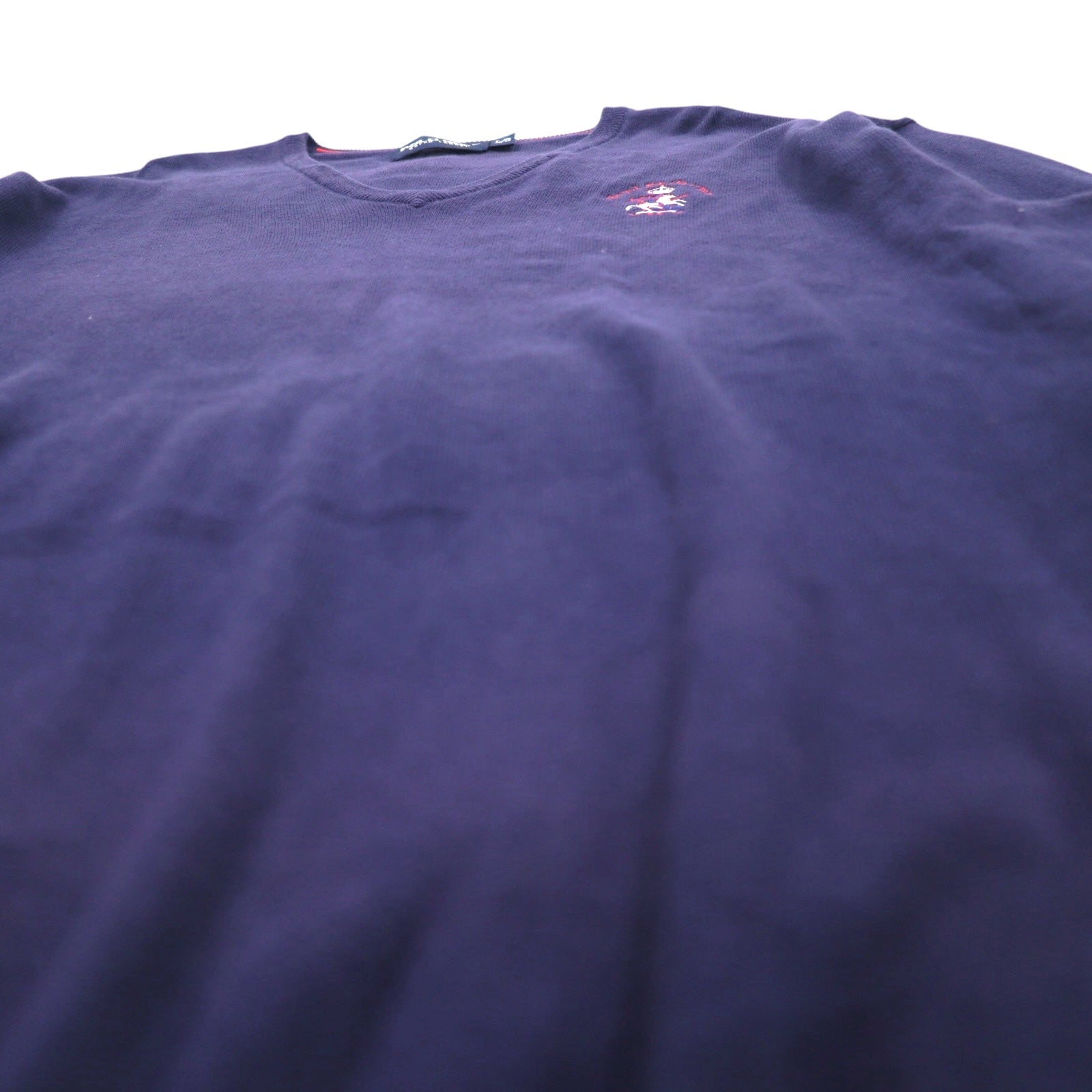 POLO GOLF RALPH LAUREN Maglione in cotone con scollo a V Taglia L Blu navy con logo ricamato Royal St George's