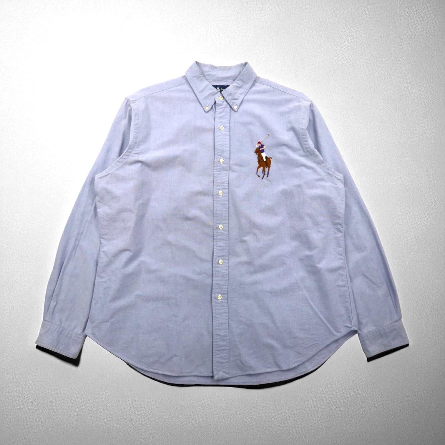 Ralph Lauren 90年代 ビッグポニー刺繍 CLASSIC FIT オックスフォード ボタンダウンシャツ XL ブルー コットン