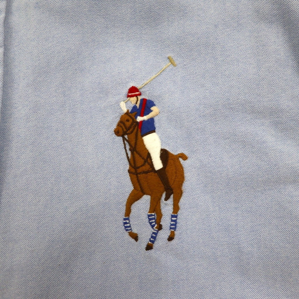 Ralph Lauren 90年代 ビッグポニー刺繍 CLASSIC FIT オックスフォード ボタンダウンシャツ XL ブルー コットン