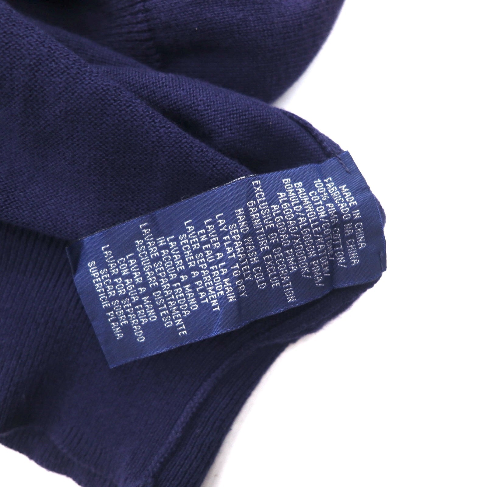 POLO GOLF RALPH LAUREN Maglione in cotone con scollo a V Taglia L Blu navy con logo ricamato Royal St George's