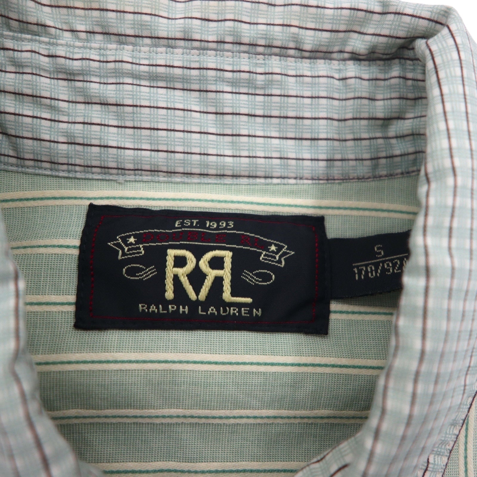 RRL DOUBLE RL RALPH LAUREN Camicia Cleric S Verde a Righe Sottogola