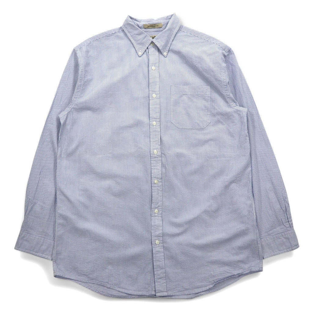 L.L.Bean シアサッカー ボタンダウンシャツ L ブルー ストライプ コットン TRADITIONAL FIT 242318