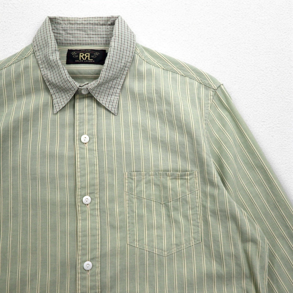 RRL DOUBLE RL RALPH LAUREN Camicia Cleric S Verde a Righe Sottogola