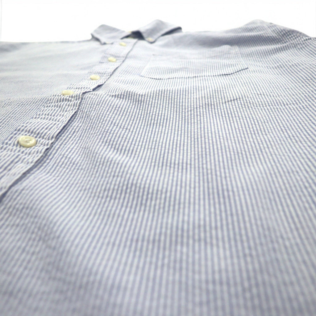 L.L.Bean シアサッカー ボタンダウンシャツ L ブルー ストライプ コットン TRADITIONAL FIT 242318