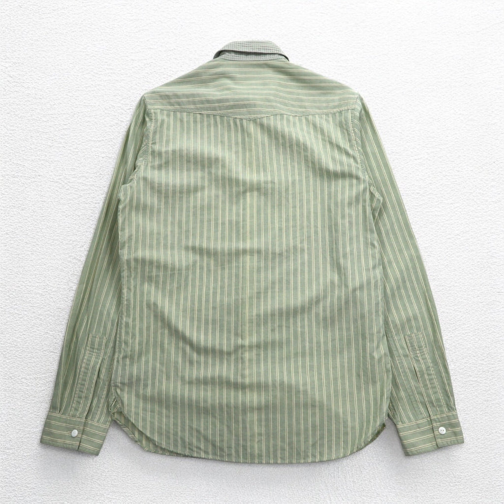 RRL DOUBLE RL RALPH LAUREN Camicia Cleric S Verde a Righe Sottogola