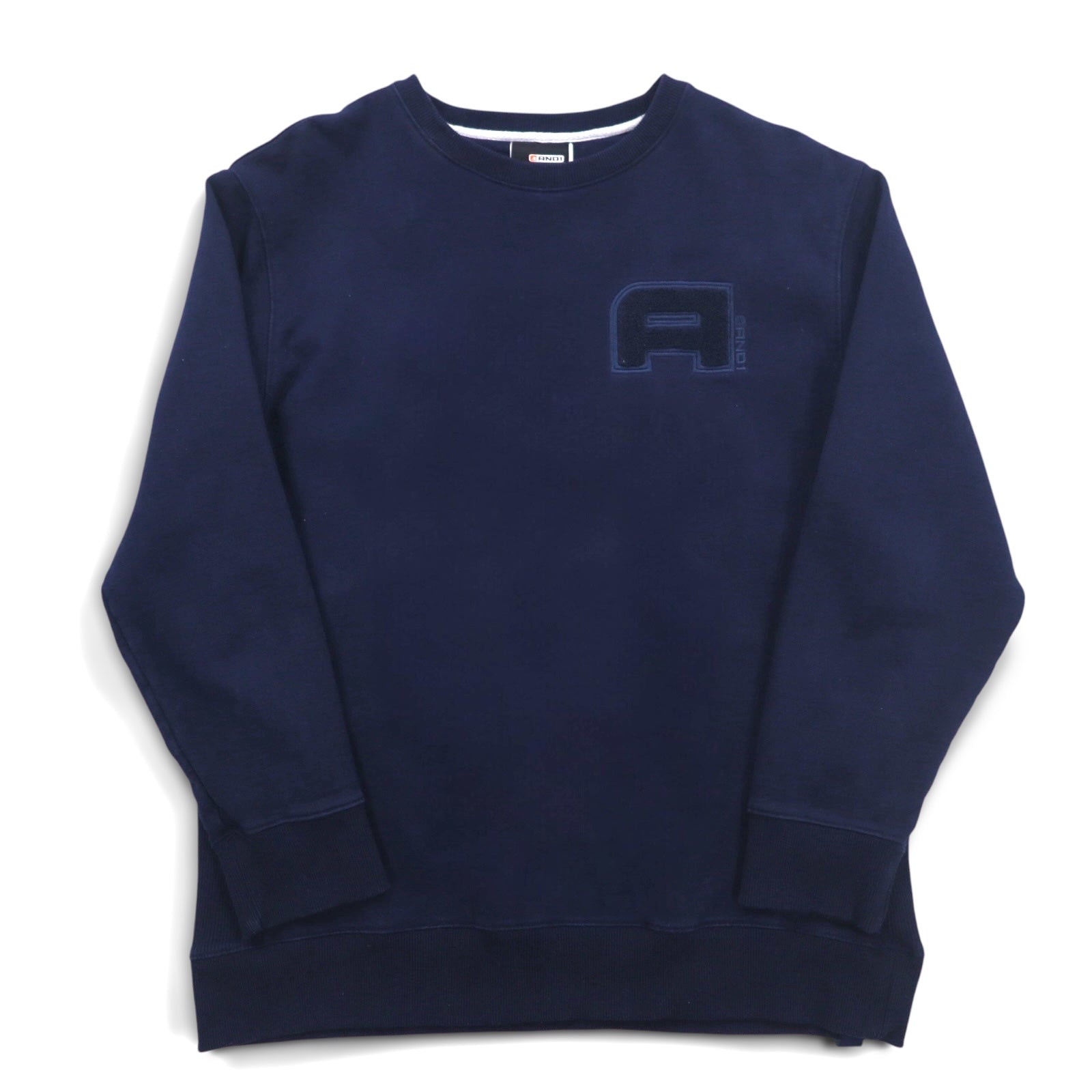 Felpa AND1 Reverse Weave XL, blu navy, cotone, con logo ricamato