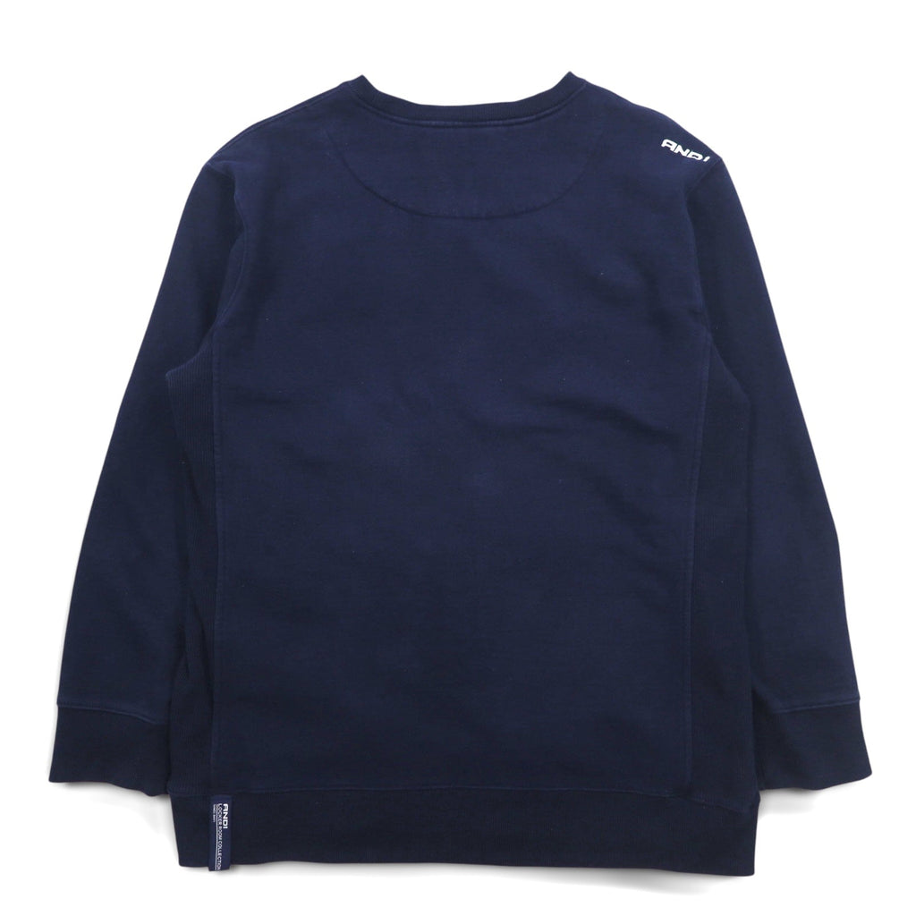 Felpa AND1 Reverse Weave XL, blu navy, cotone, con logo ricamato