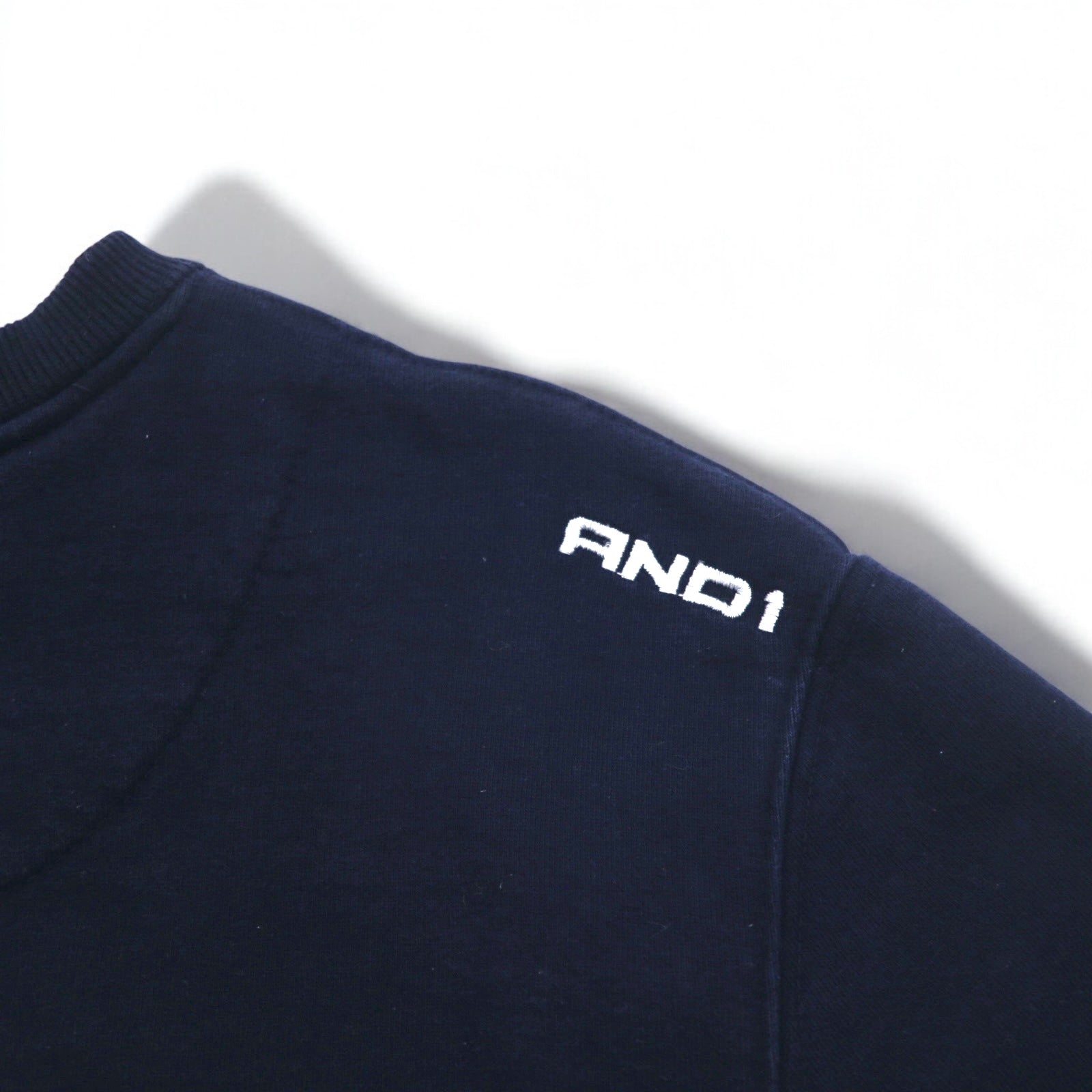 Felpa AND1 Reverse Weave XL, blu navy, cotone, con logo ricamato