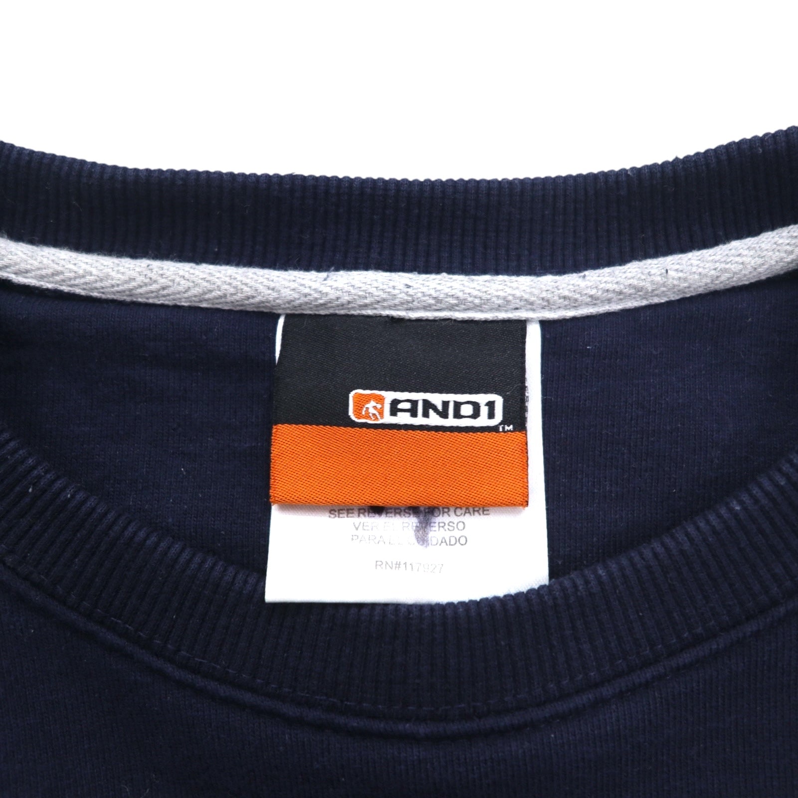 Felpa AND1 Reverse Weave XL, blu navy, cotone, con logo ricamato