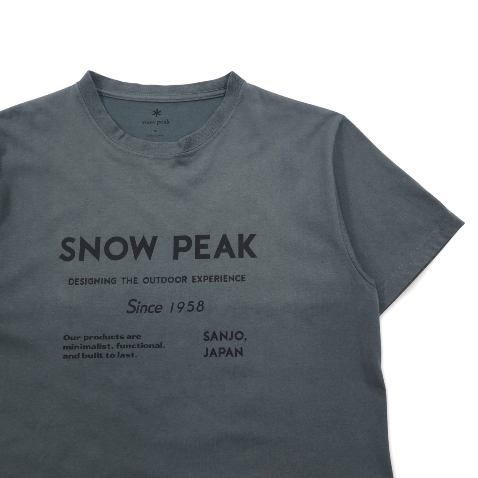 snow peak T-shirt con tipografia, taglia M, grigio, cotone, SP Typography T-Shirt TS-24AU101