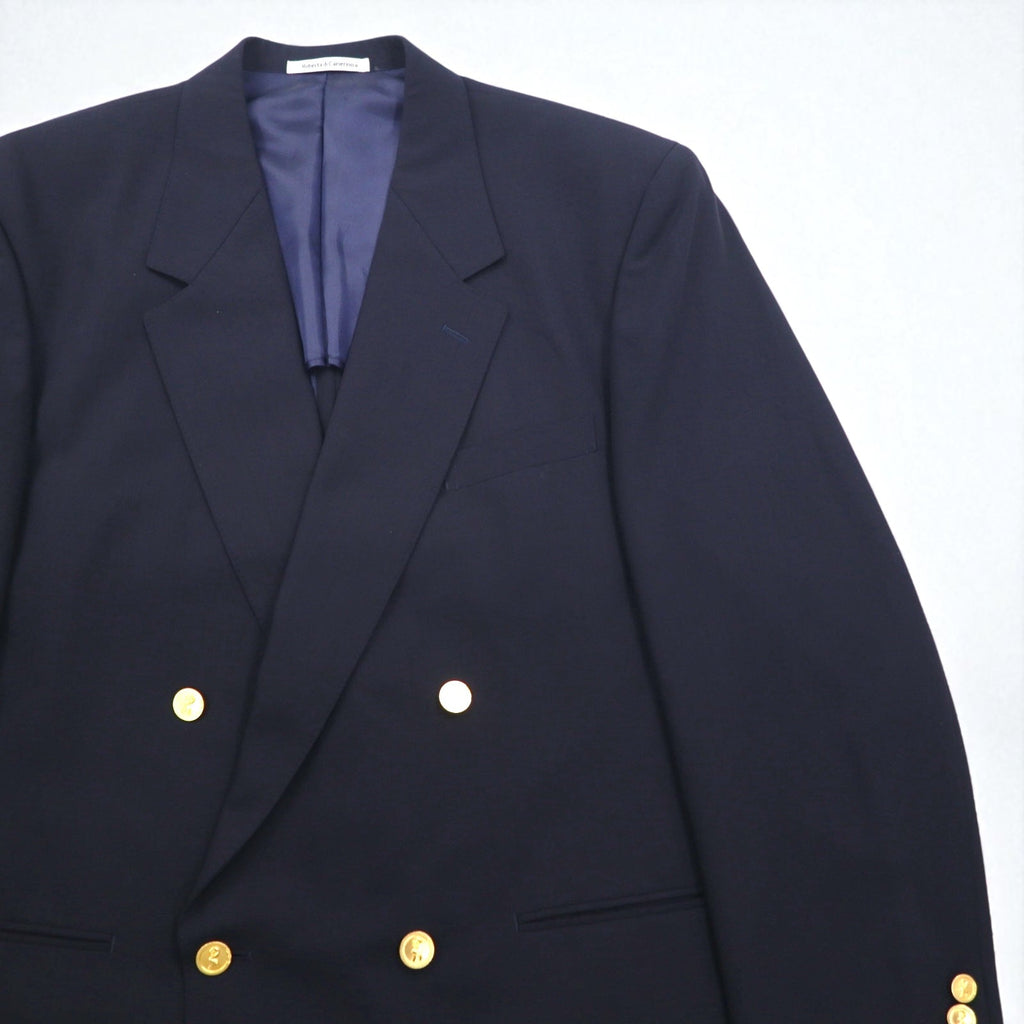 90s Japan Vintage Double-breasted Blazer Roberta di Camerino 日本製 ダブル テーラードジャケット ブレザー 紺ブレ XL ネイビー ウール ギャバジン 金ボタン
