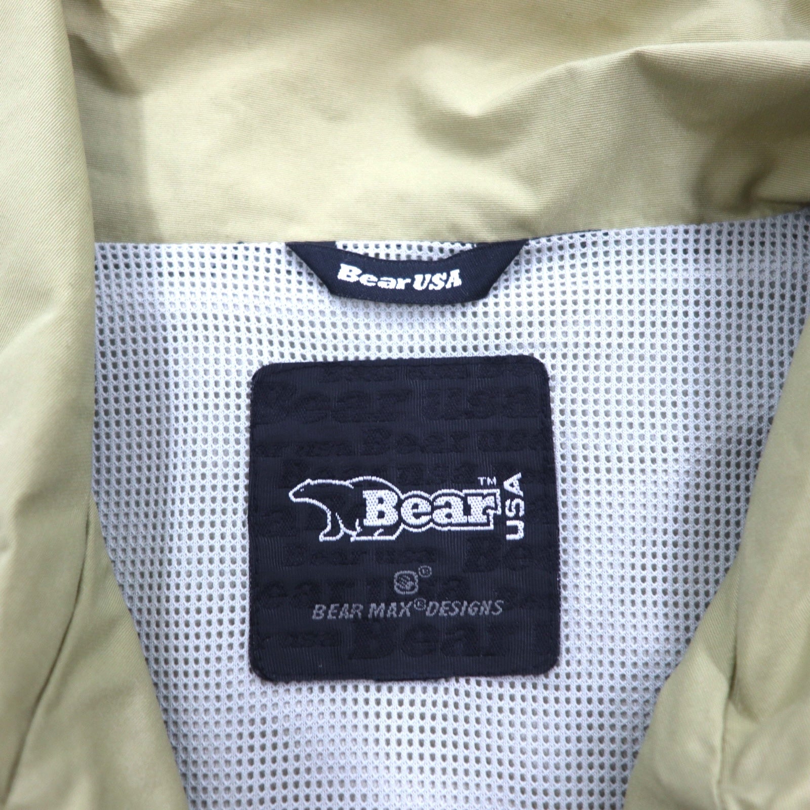 Bear USA Anni '90 Giacca da montagna Giacca a guscio XL Beige Impermeabile Traspirante Logo ricamato a punto singolo