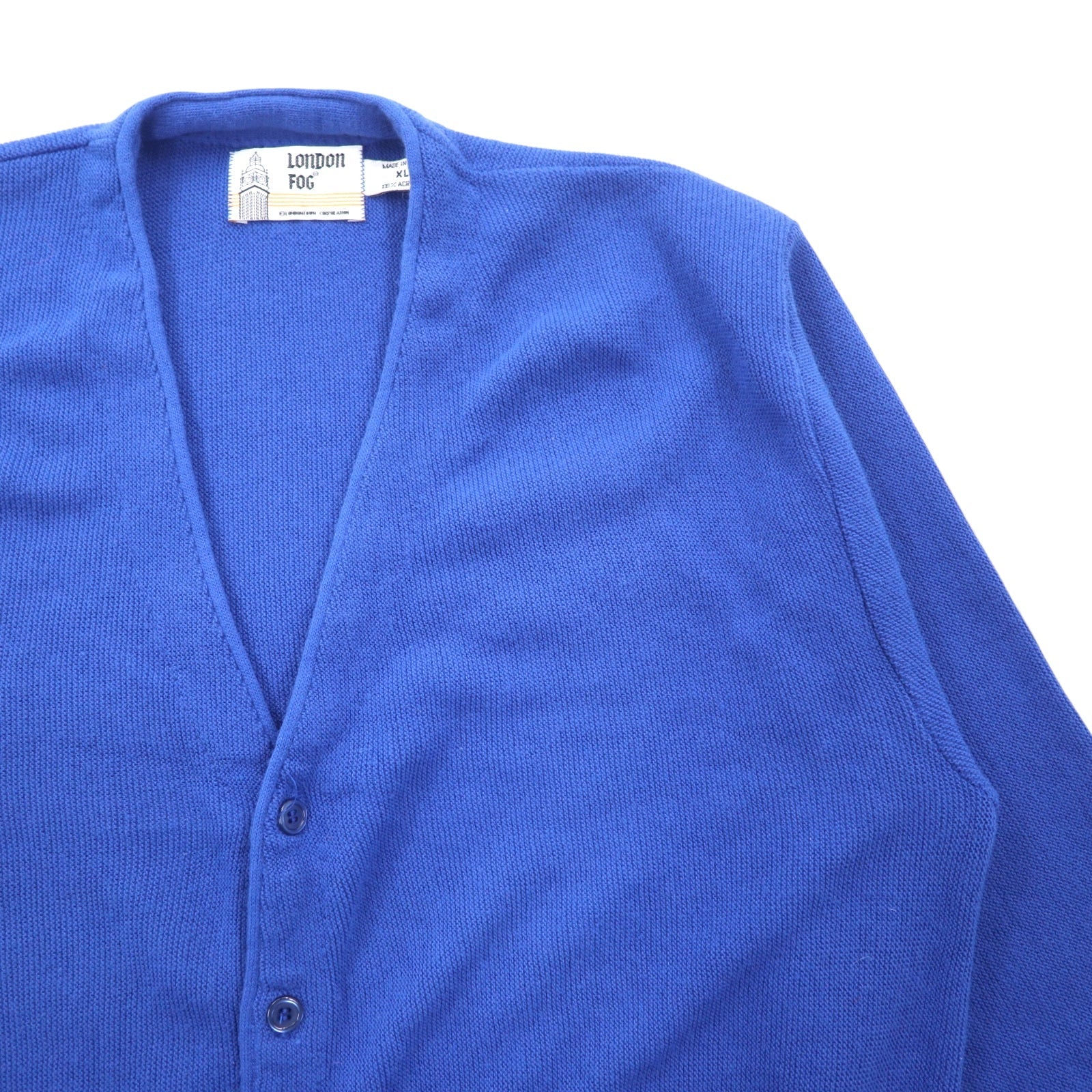 LONDON FOG anni '90, cardigan in maglia acrilica made in USA, taglia XL, blu, acrilico