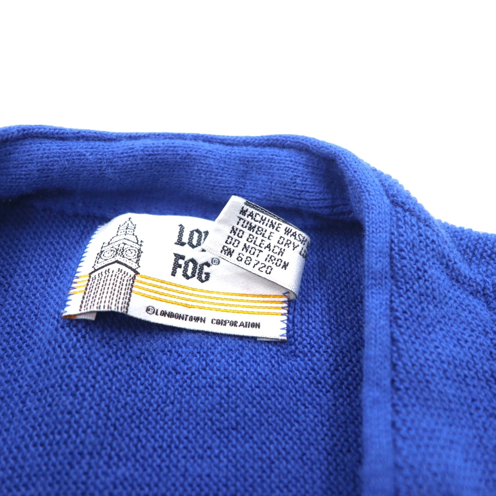 LONDON FOG anni '90, cardigan in maglia acrilica made in USA, taglia XL, blu, acrilico