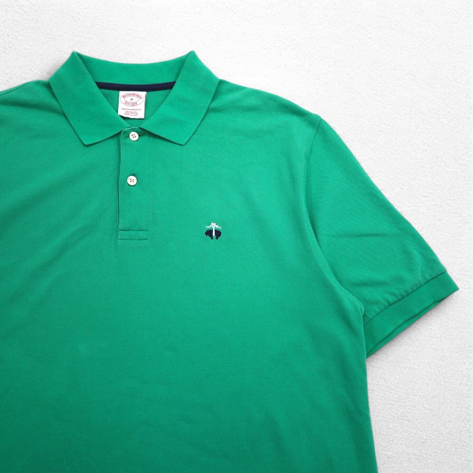 Brooks Brothers Polo Original Fit M Verde Cotone Piquet Logo Ricamato