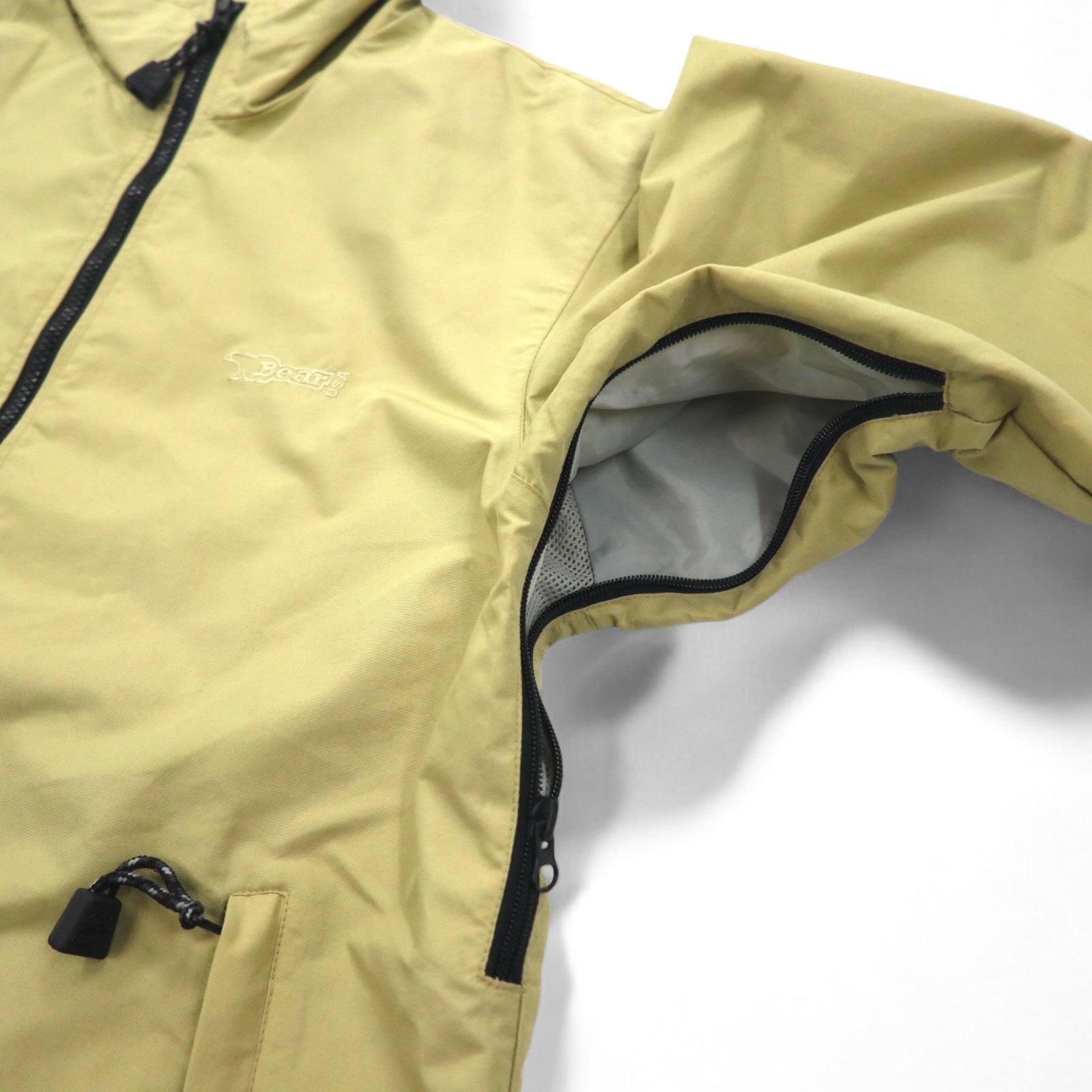 Bear USA Anni '90 Giacca da montagna Giacca a guscio XL Beige Impermeabile Traspirante Logo ricamato a punto singolo