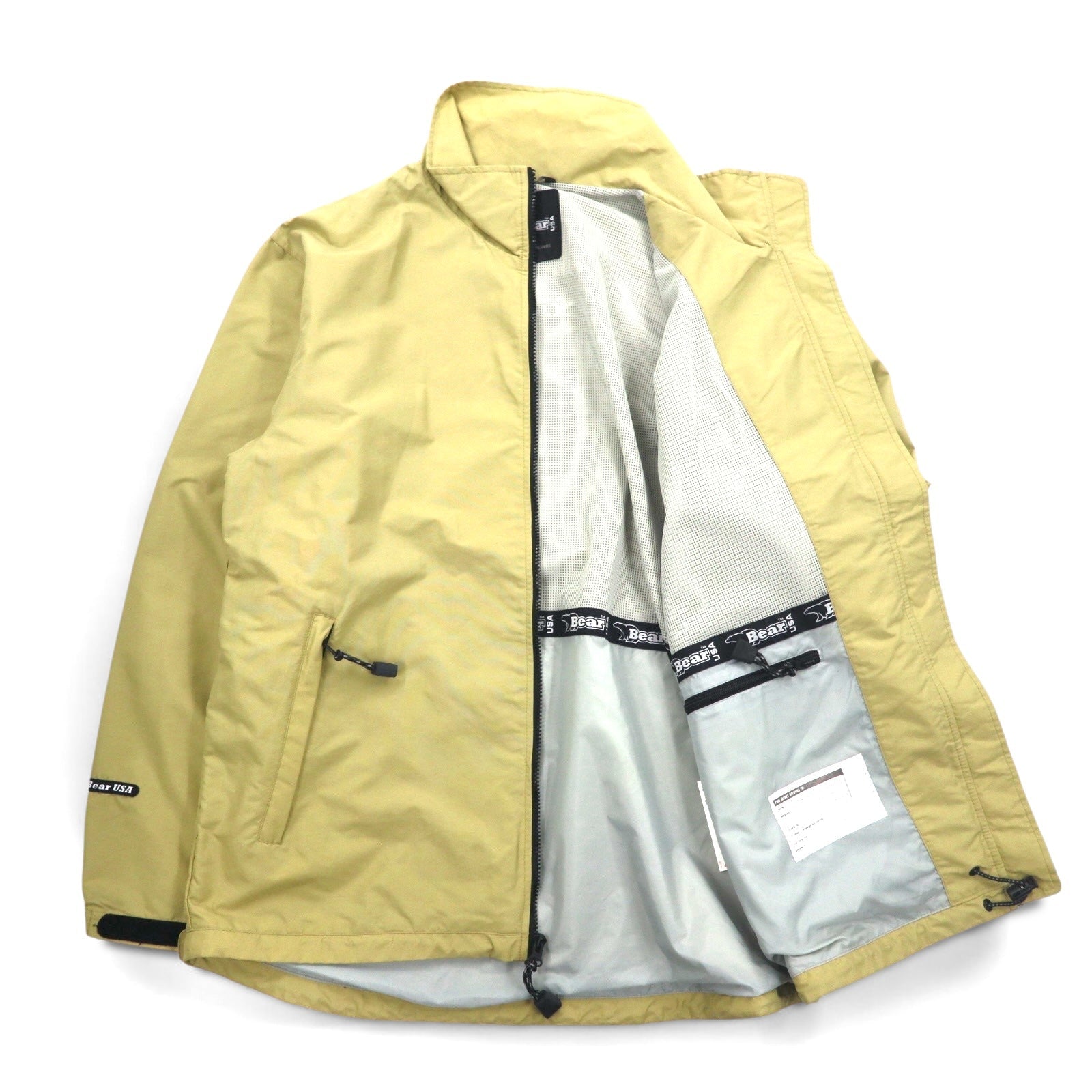 Bear USA Anni '90 Giacca da montagna Giacca a guscio XL Beige Impermeabile Traspirante Logo ricamato a punto singolo