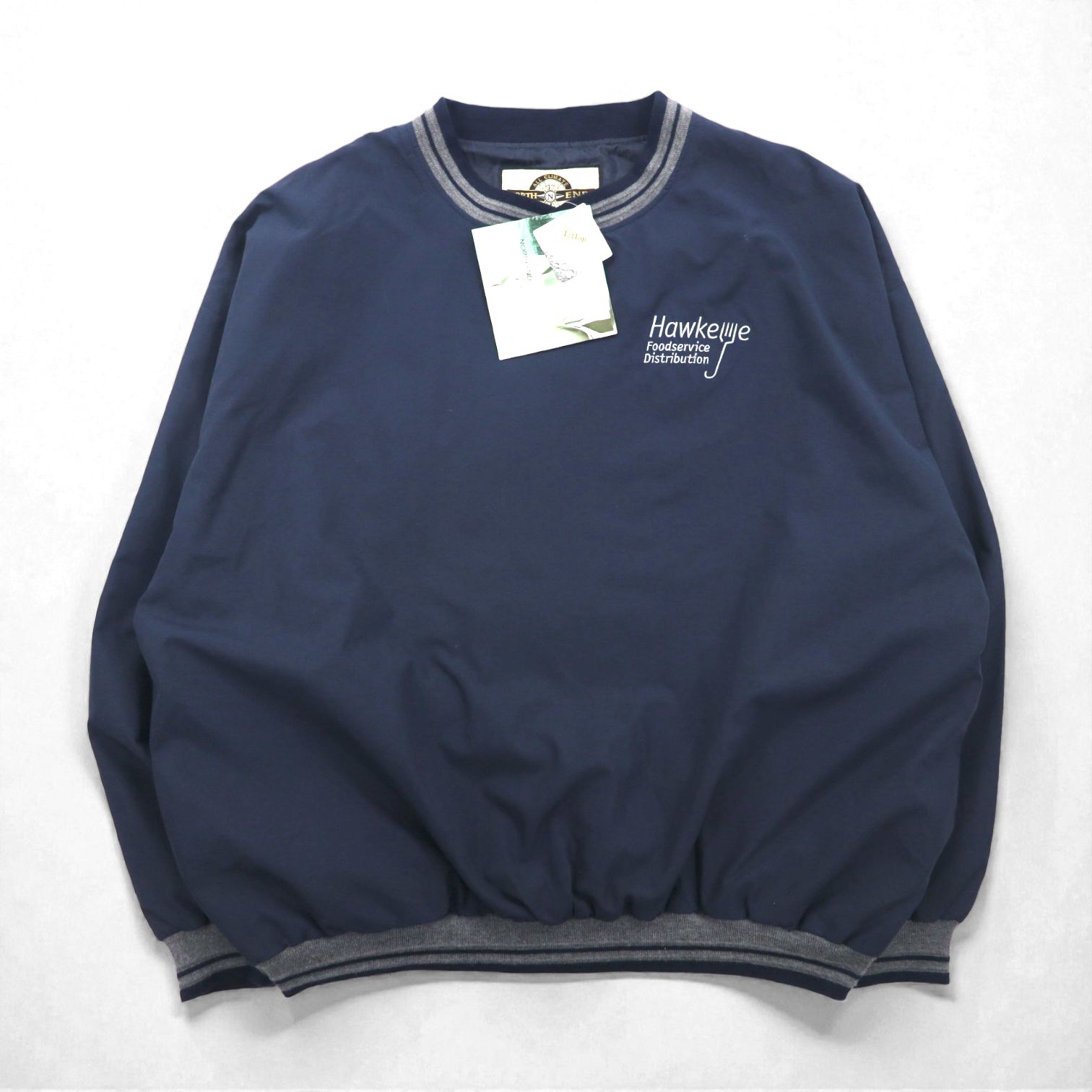 NORTH END ピステ リブライン プルオーバー ナイロンジャケット ジャージ XL ネイビー 防水 Teflon US企業 ワンポイント刺繡 未使用品