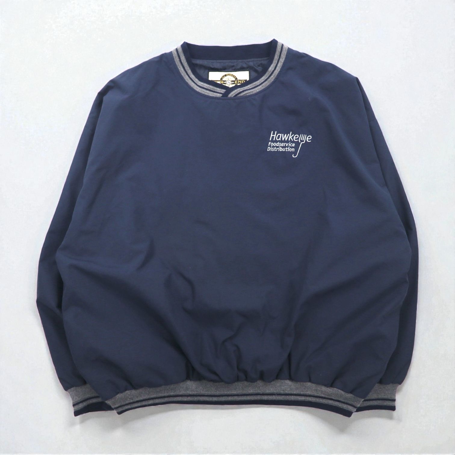 NORTH END ピステ リブライン プルオーバー ナイロンジャケット ジャージ XL ネイビー 防水 Teflon US企業 ワンポイント刺繡 未使用品