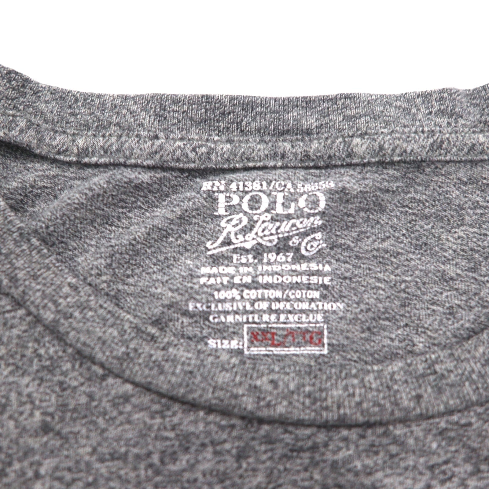 POLO RALPH LAUREN T-shirt con ricamo piccolo pony 2XL grigio cotone