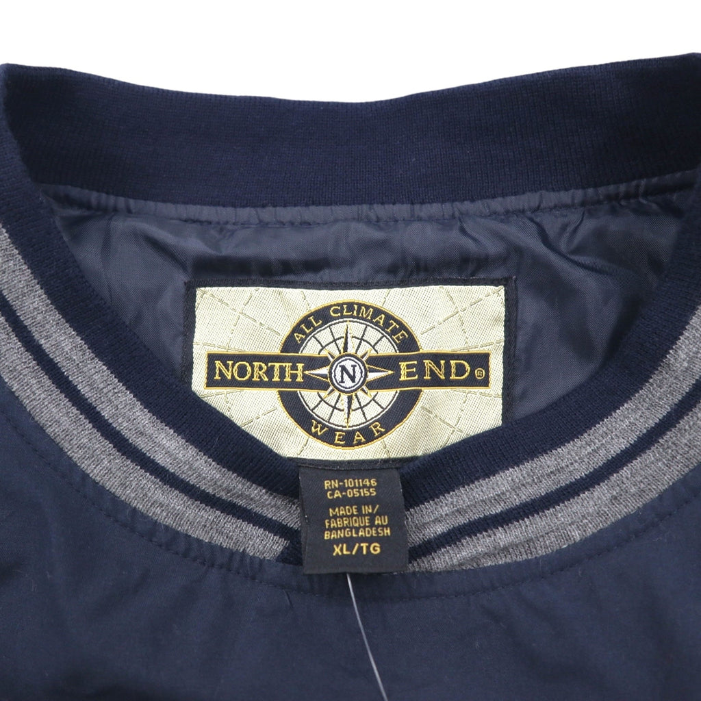 NORTH END ピステ リブライン プルオーバー ナイロンジャケット ジャージ XL ネイビー 防水 Teflon US企業 ワンポイント刺繡 未使用品