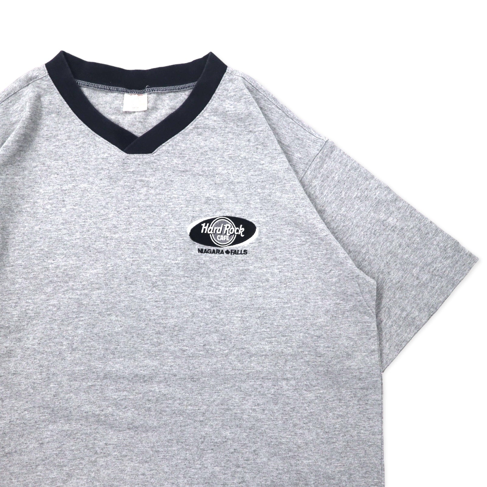 Hard Rock CAFE Made in Canada Anni '90 T-shirt girocollo M Grigio Cotone Logo ricamato NIAGARA FALLS Taglia Oversize