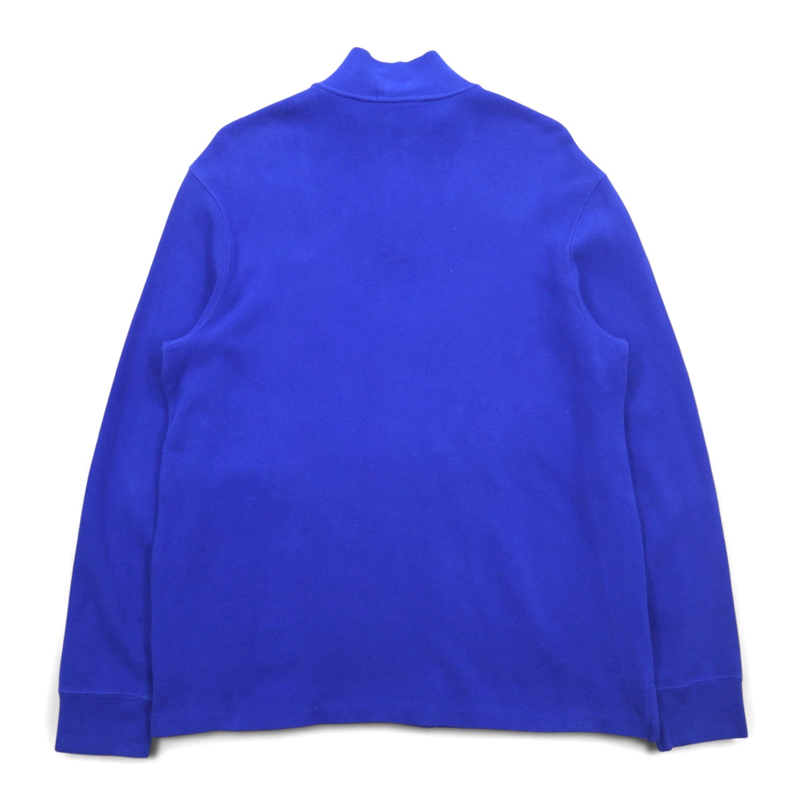 POLO RALPH LAUREN felpa con mezza zip, taglia L, blu, in cotone, con ricamo piccolo pony