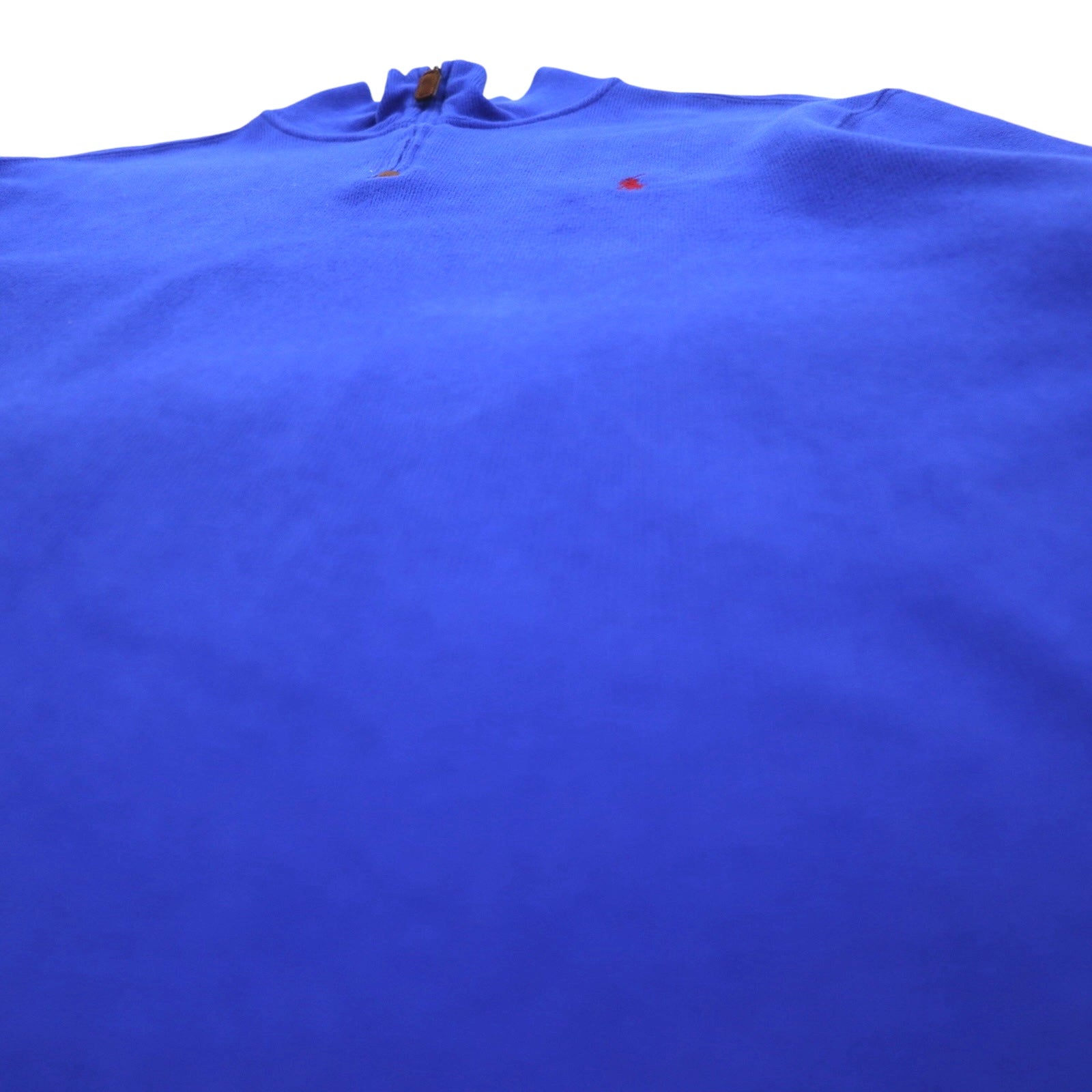 POLO RALPH LAUREN felpa con mezza zip, taglia L, blu, in cotone, con ricamo piccolo pony
