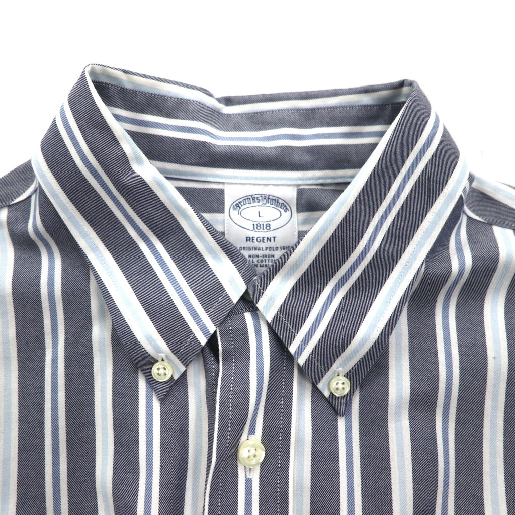 Brooks Brothers REGENT ボタンダウンシャツ L グレー ストライプ ノンアイロン コットン