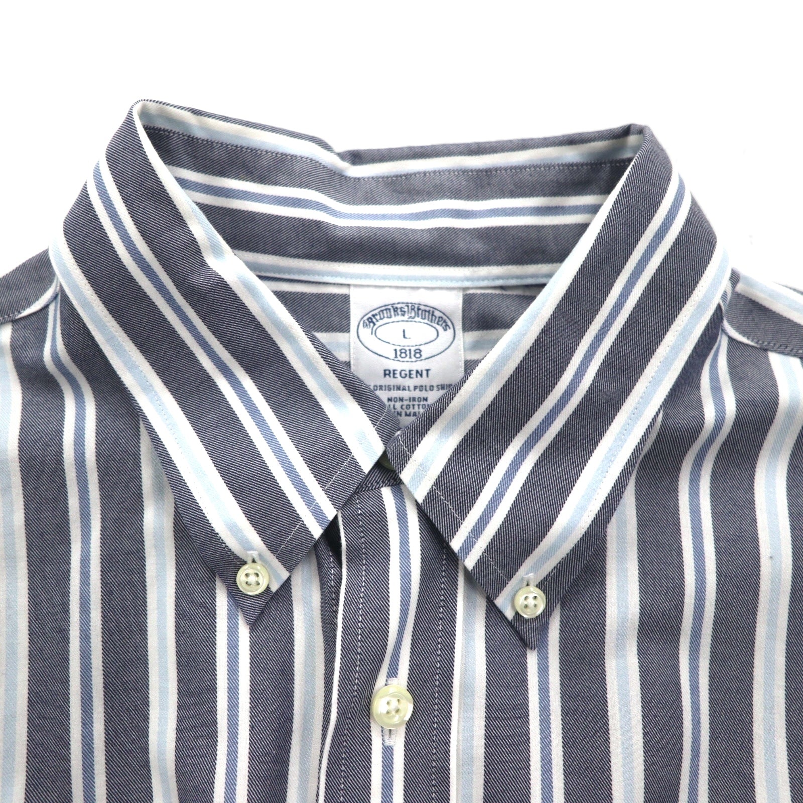 Brooks Brothers REGENT Camicia button-down L grigia a righe in cotone senza stiro