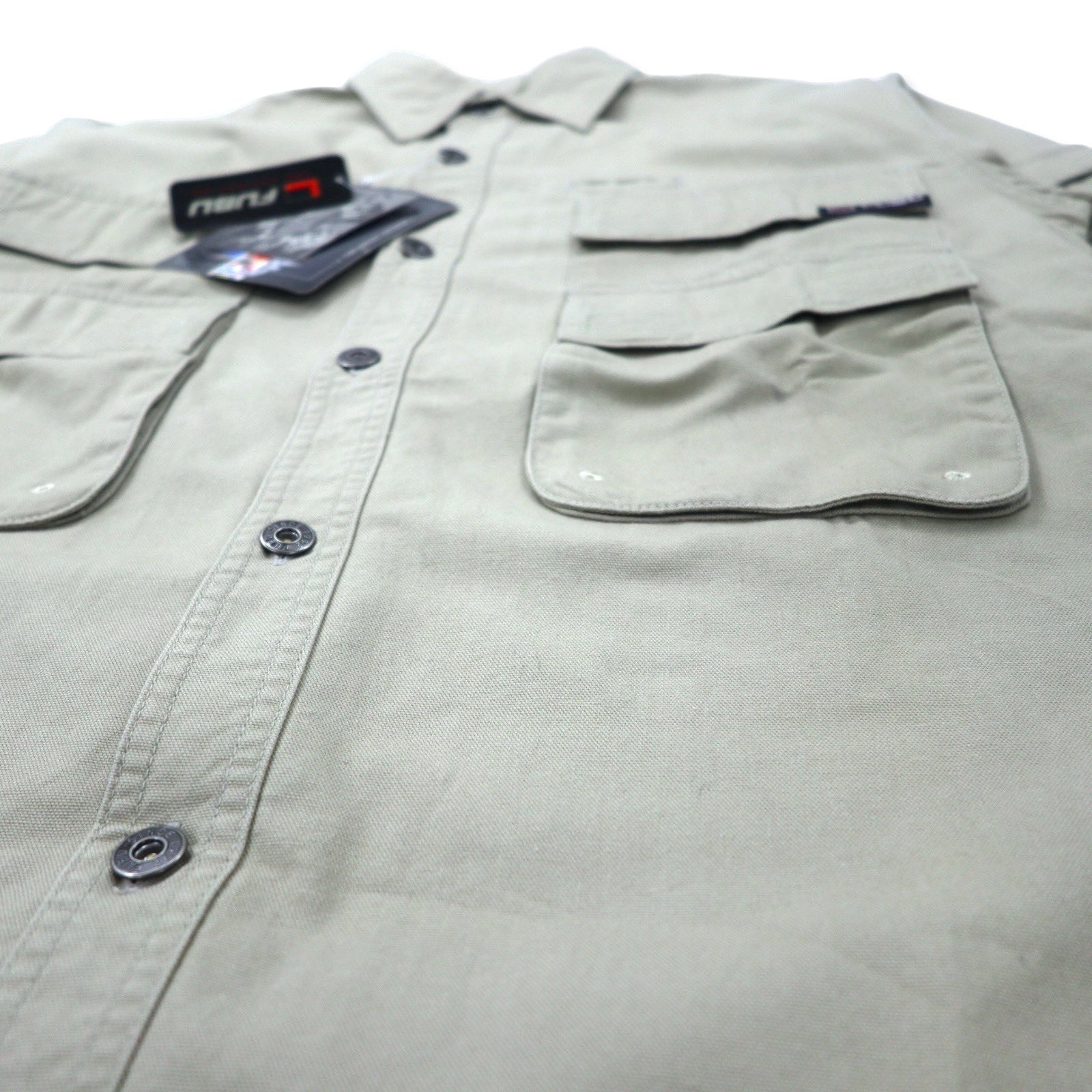 FUBU camicia da lavoro utility anni 2000 M beige cotone oversize nuova con etichette