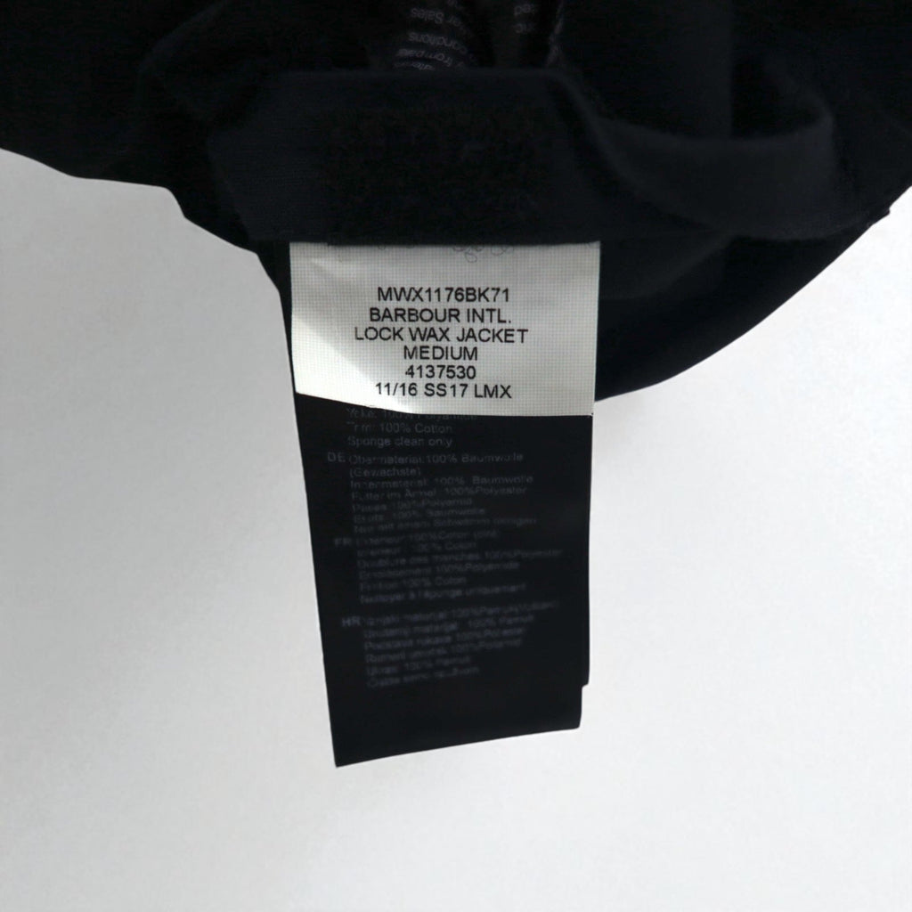 BARBOUR INTERNATIONAL LOCK WAX JACKET Giacca cerata da moto M Nera doppia zip MWX1176BK71