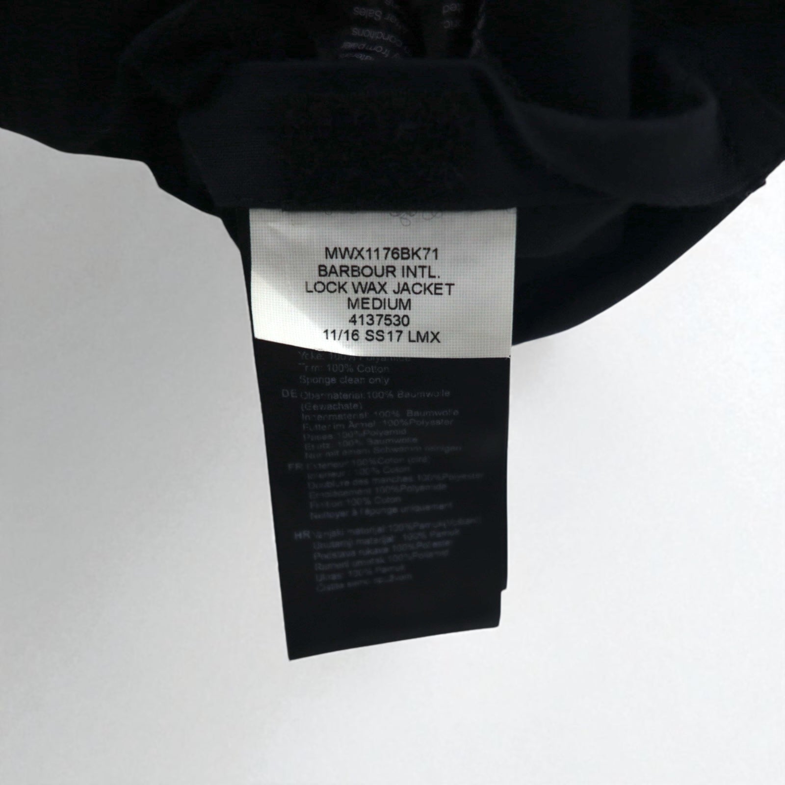 BARBOUR INTERNATIONAL LOCK WAX JACKET Giacca cerata da moto M Nera doppia zip MWX1176BK71