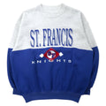 Dodger Made in USA anni '90 Felpa girocollo stampata college L Grigio Blu Cotone ST. FRANCIS