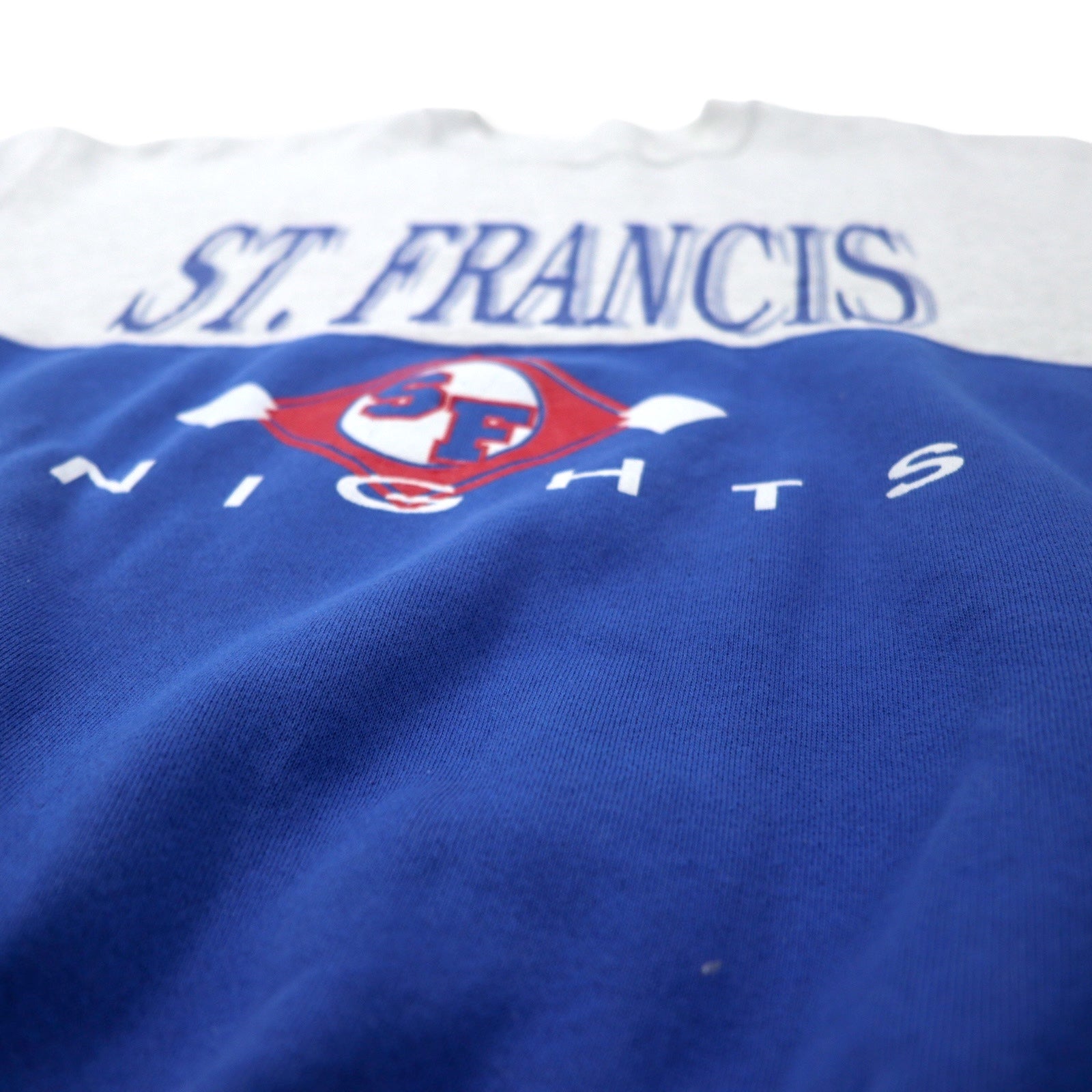 Dodger Made in USA anni '90 Felpa girocollo stampata college L Grigio Blu Cotone ST. FRANCIS