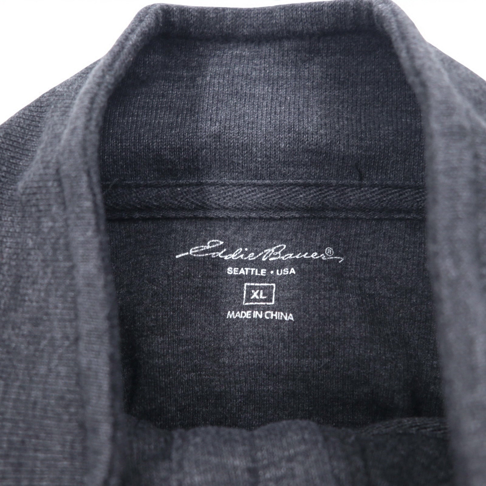 Felpa Eddie Bauer a mezza abbottonatura XL grigio cotone