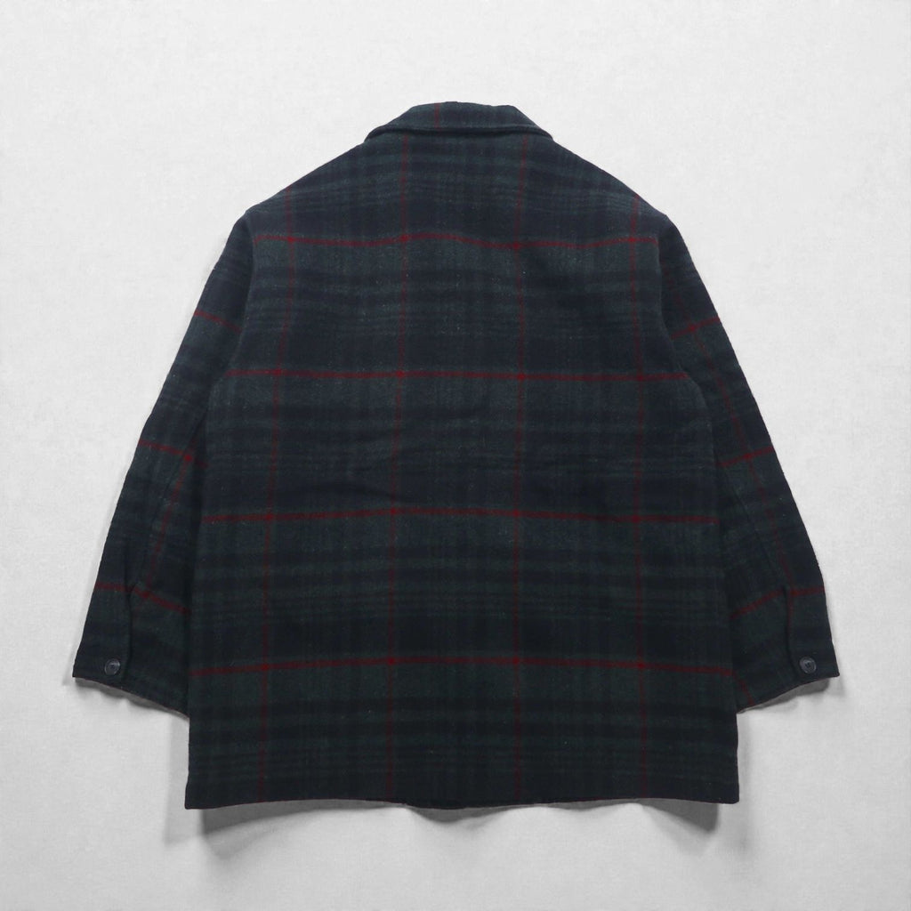 Woolrich 90年代 USA製 メルトンカバーオール ウールジャケット L ブラックウォッチ グリーン チェック 中綿 キルティングライナー