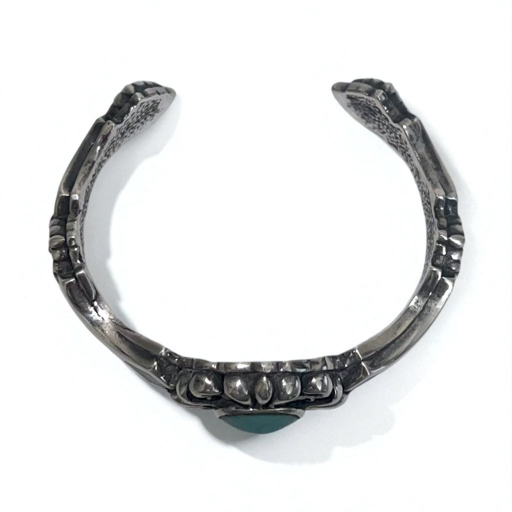 Bracciale Vintage Argento Floreale Svasato con Turchese 925 A&A Gotico