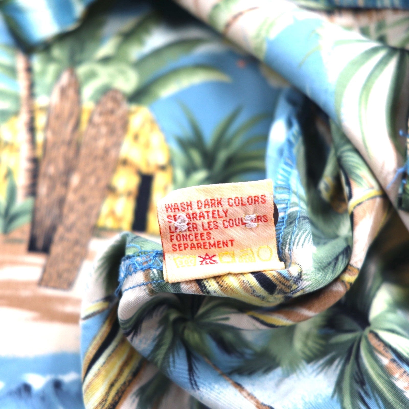 ALOHA JOE - Camicia Aloha, scollo a V, stile open-collar, taglia L, blu, fantasia hawaiana, palme, ibisco, surf