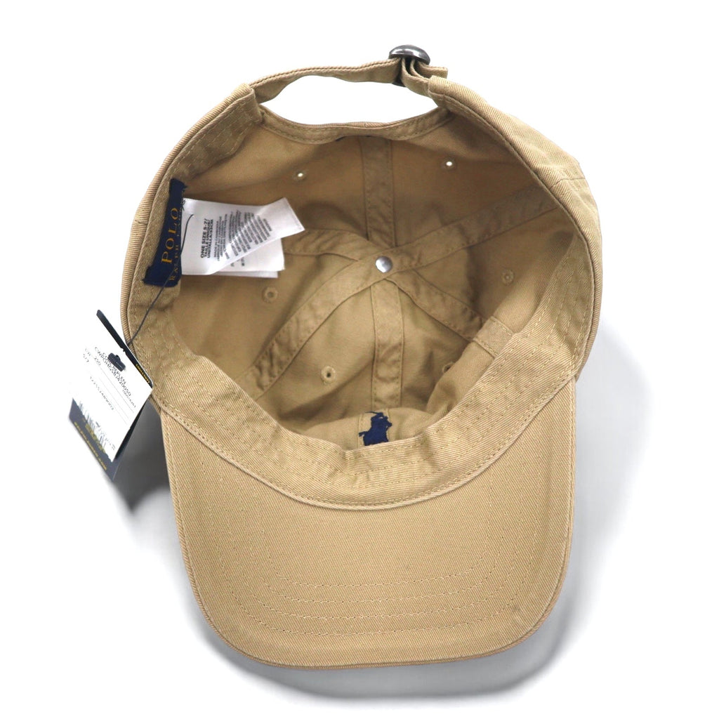 POLO RALPH LAUREN Cappellino 6 pannelli 53cm Beige Cotone Ricamo piccolo pony Nuovo con etichette