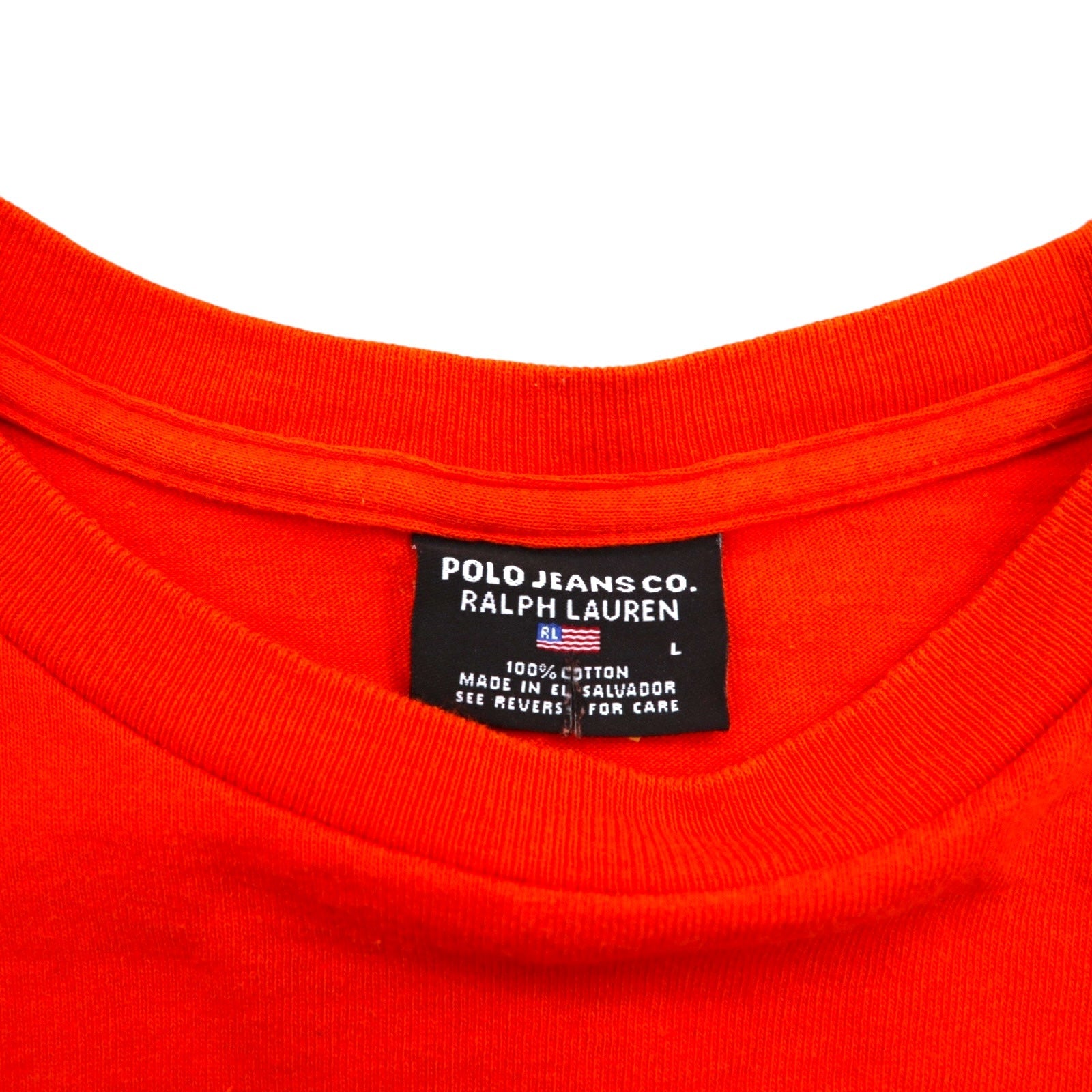 POLO JEANS CO. RALPH LAUREN T-shirt con stampa logo anni '90 L arancione cotone