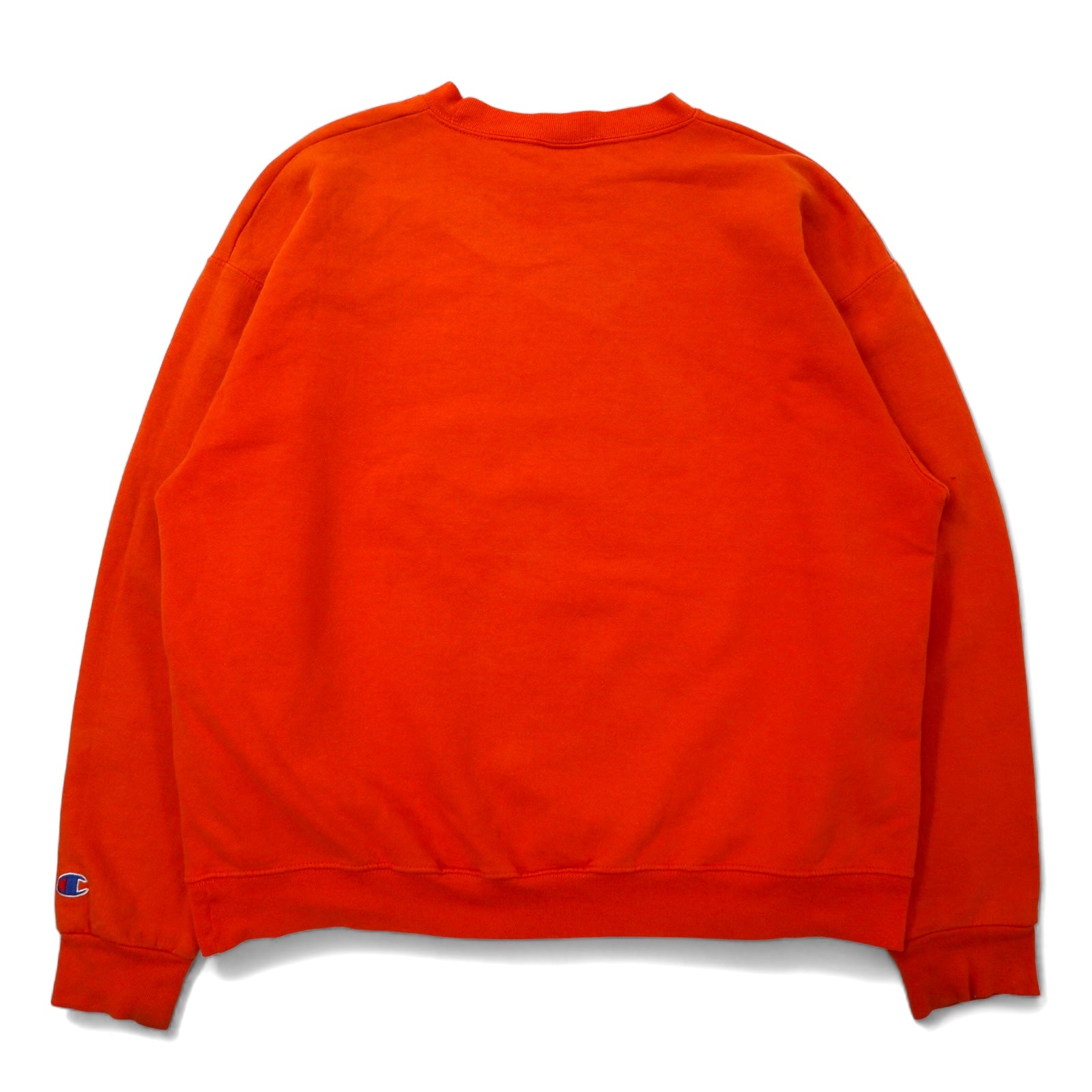 Champion Felpa stampa college XL arancione cotone con etichetta Bar Tag FLORIDA logo ad arco prodotta in Honduras