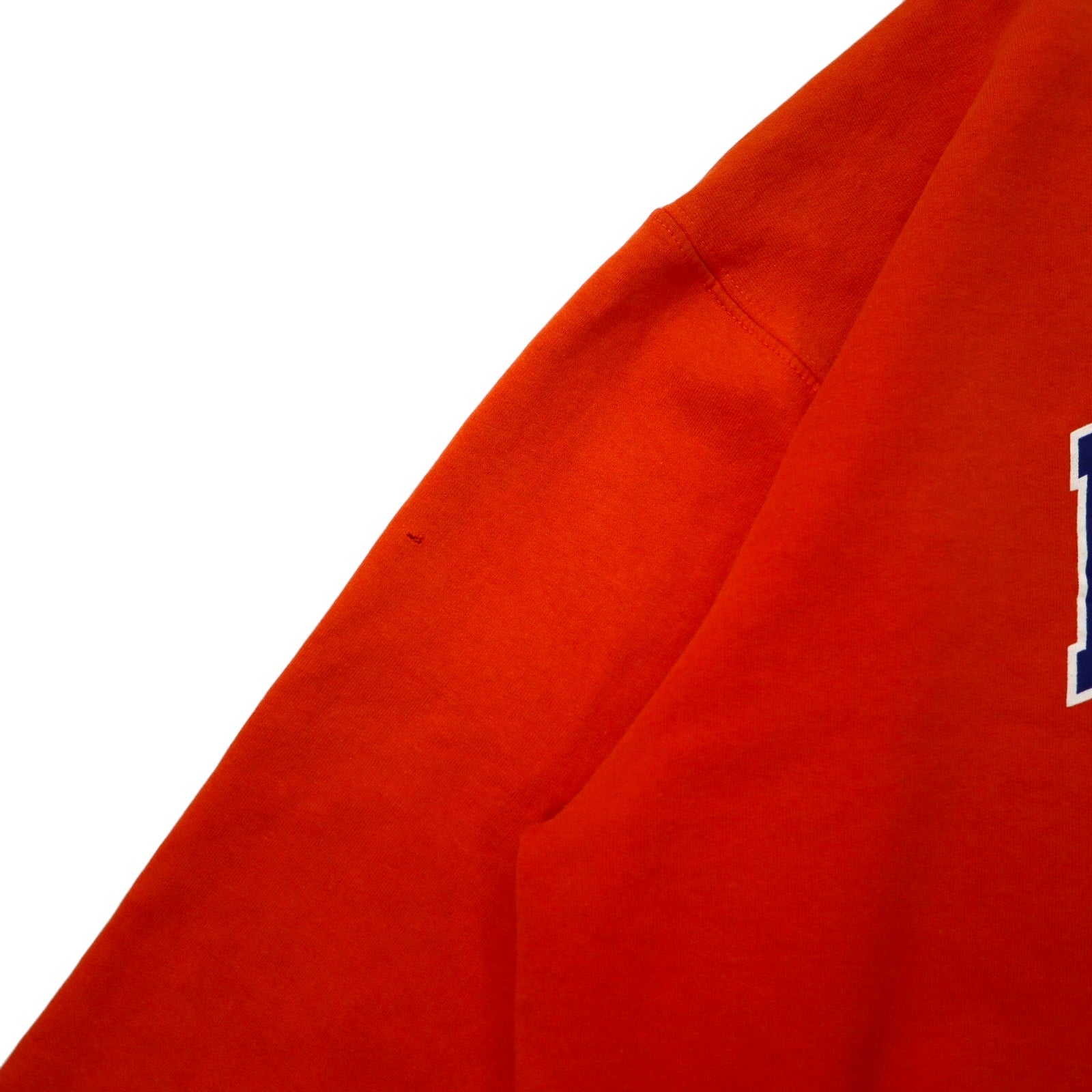 Champion Felpa stampa college XL arancione cotone con etichetta Bar Tag FLORIDA logo ad arco prodotta in Honduras