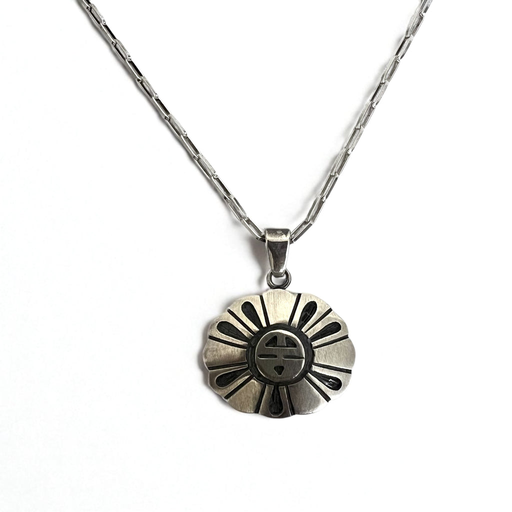 Hopi Vintage Indian Jewelry Necklace - Collana Hopi tribale in argento 925 con sole e gioielli indiani