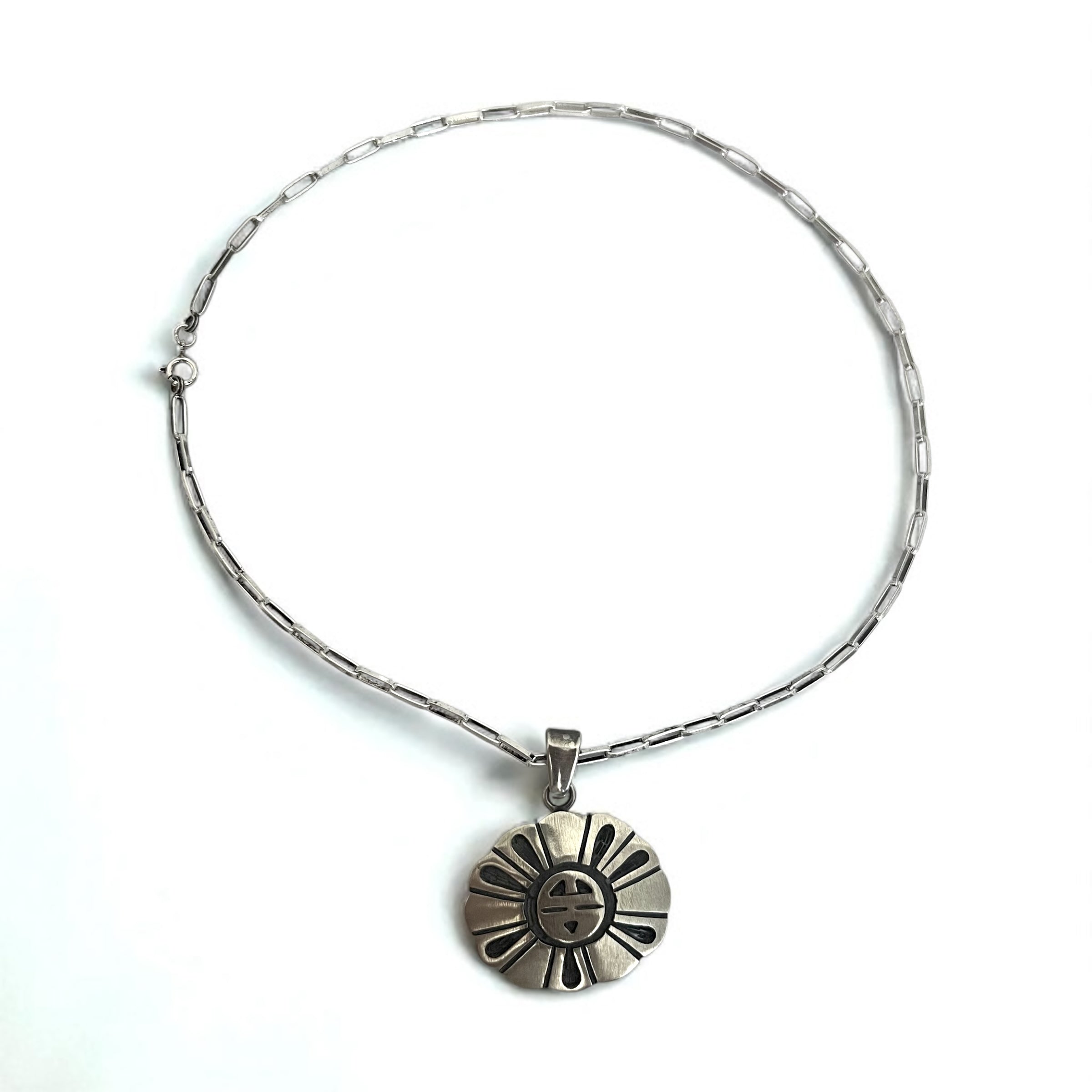 Hopi Vintage Indian Jewelry Necklace - Collana Hopi tribale in argento 925 con sole e gioielli indiani